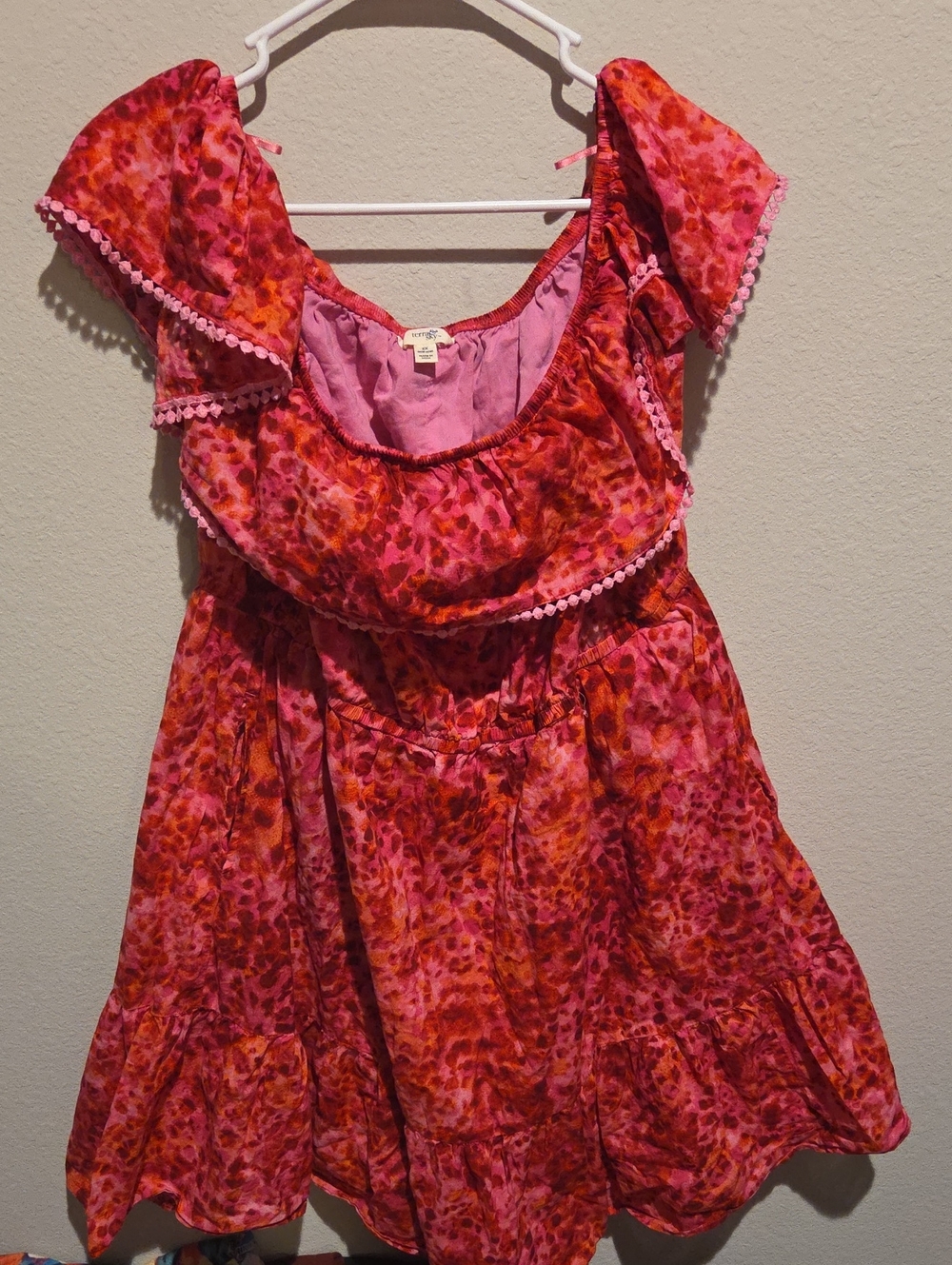 Terra & Sky Pink and Red Ruffle Top